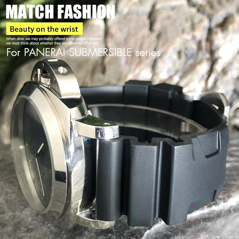 High Quality 22mm 24mm 26mm Nature Rubber Watchband Fit for Panerai PAM Silicone Red Blue Watch Strap Waterproof Bracelets Tools