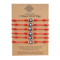 tulx 6pcs handmade braided 7 knots red string rope bracelet for women men blue evil eye lucky amulet wish friendship jewelry