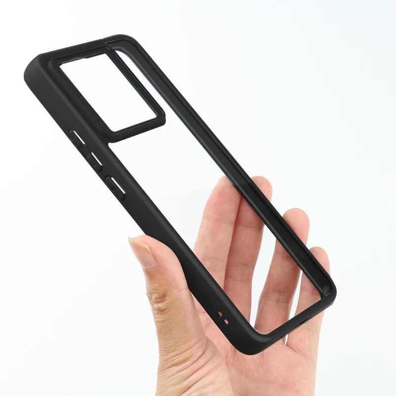 Фото Ультратонкий чехол для Xiaomi Redmi K60 с черными краями, прозрачный чехол из поликарбоната для Xiaomi Redmi K60, ультраударопрочный Мягкий чехол из ТПУ для задней панели телефона №1