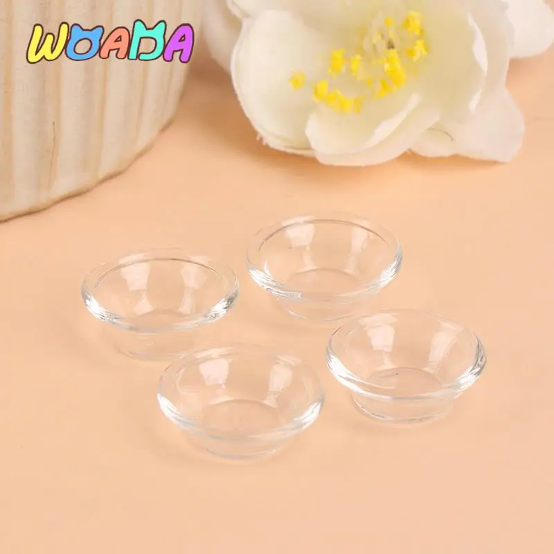 

4Pcs 1:12 Dollhouse Miniature Glass Bowl Dish Salad Bowl Mini Soup Plate Kitchen Dinning Model Dollhouse Decor Accessories Toys