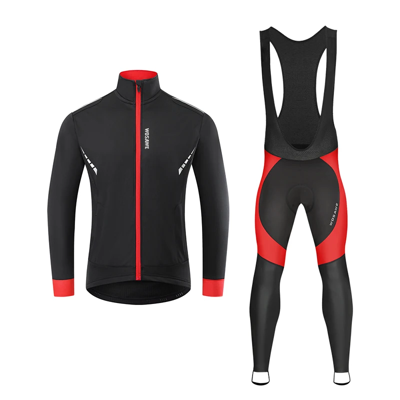 

WOSAWE Cycling Jacket Set Sports Team Cycling Suit Mountian Cycling Clothing Winter Thermal Fleece Ropa Ciclismo Invierno Hombre