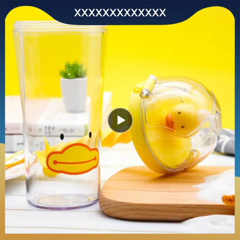 

Straw Duck Bottle Cup Plastic Yellow Water Bottle