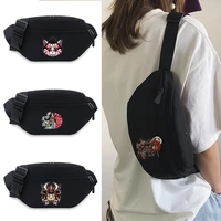 outdoor waist packs casual men shoulder bags running belt pouch fanny pack mobile phone bag samurai pattern canvas chest bag