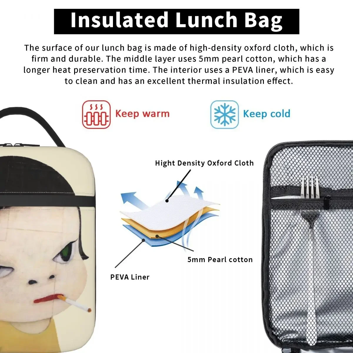 Изолированный ланч-бокс Yoshitomo Nara Курящий товар Коробка для еды