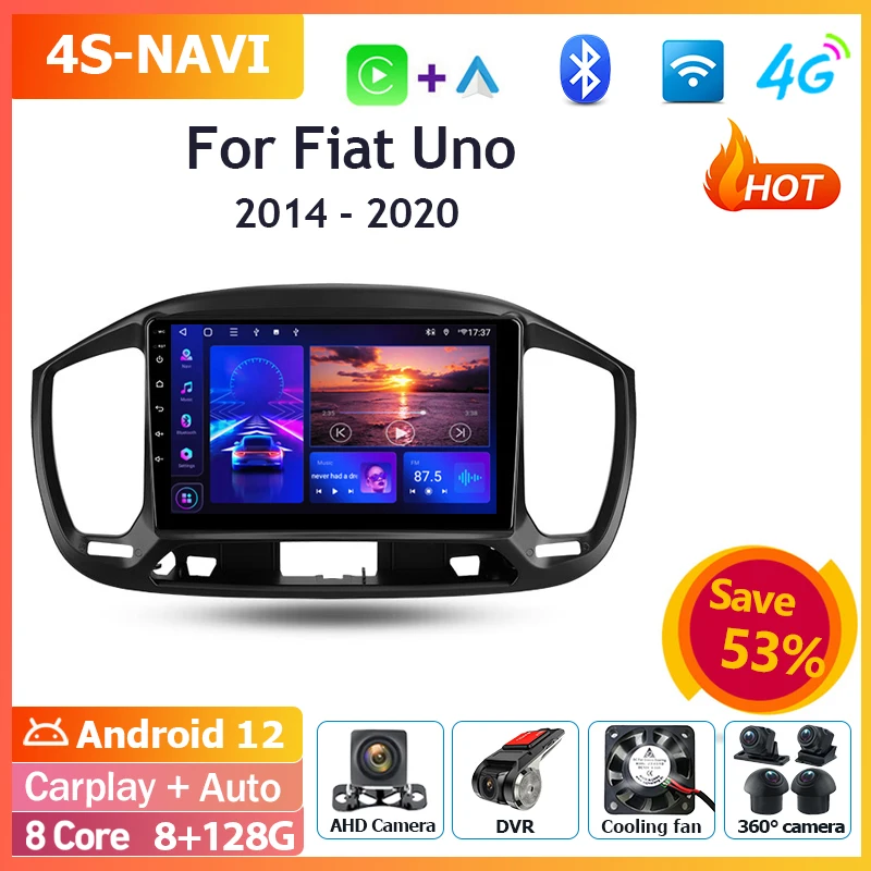

Автомагнитола на Android, мультимедийный плеер с монитором для Fiat Uno 2014-2020, навигация, автомобильный экран, Bluetooth, головное устройство carplay, Wi-Fi, 4G