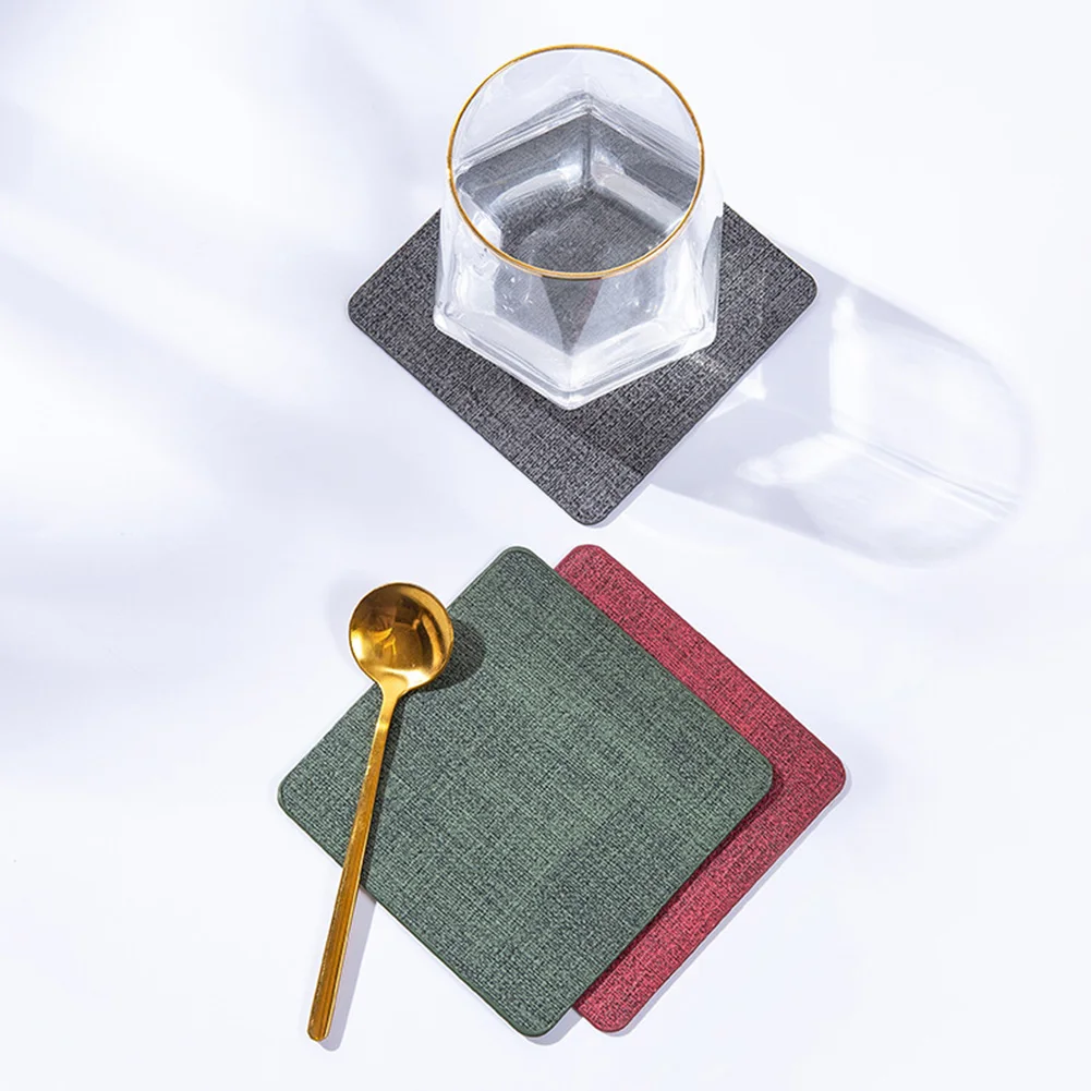 

1PC PU Leather Tableware Insulation Mat Coaster Cup Square Mats Pad Heat-insulated Bowl Placemat Home Decor Desktop
