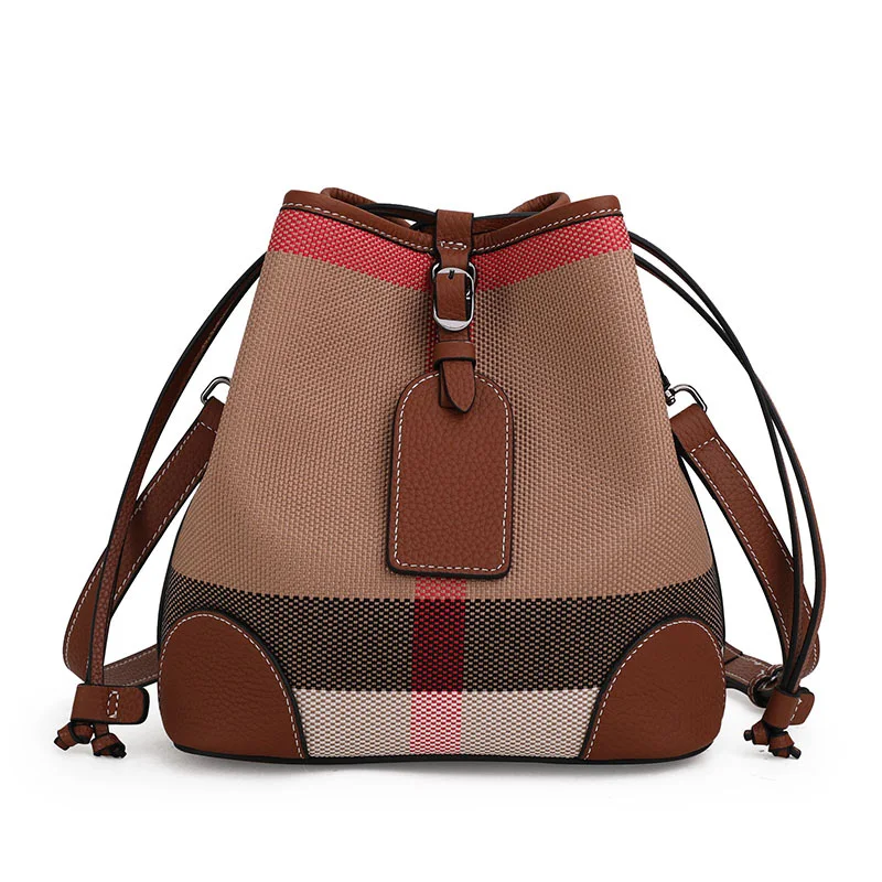 Canvas Women's Shoulder Bag Brand Design Drawstring Bucket Bag Fashion Casual Handbags For Female