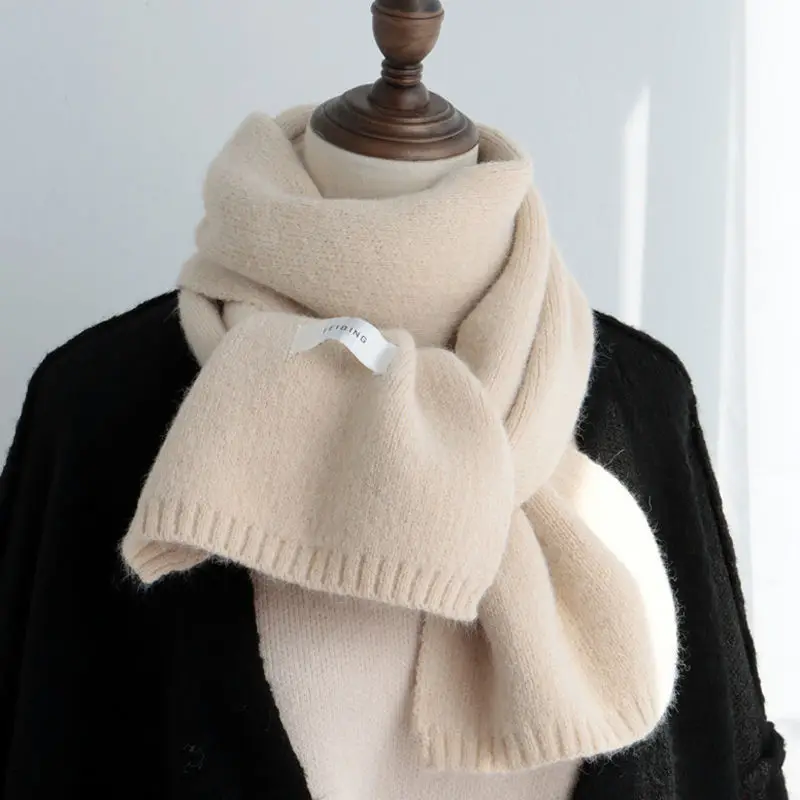 

luxury cashmere scarf women solid color winter scarf adults and kids boys girls knits shawl warm long wool scarves ladies men