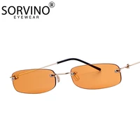 sorvino small orange rimless rectangle sunglasses 2022 men women 90s designer tiny narrow frameless tint sun glasses shades sp40
