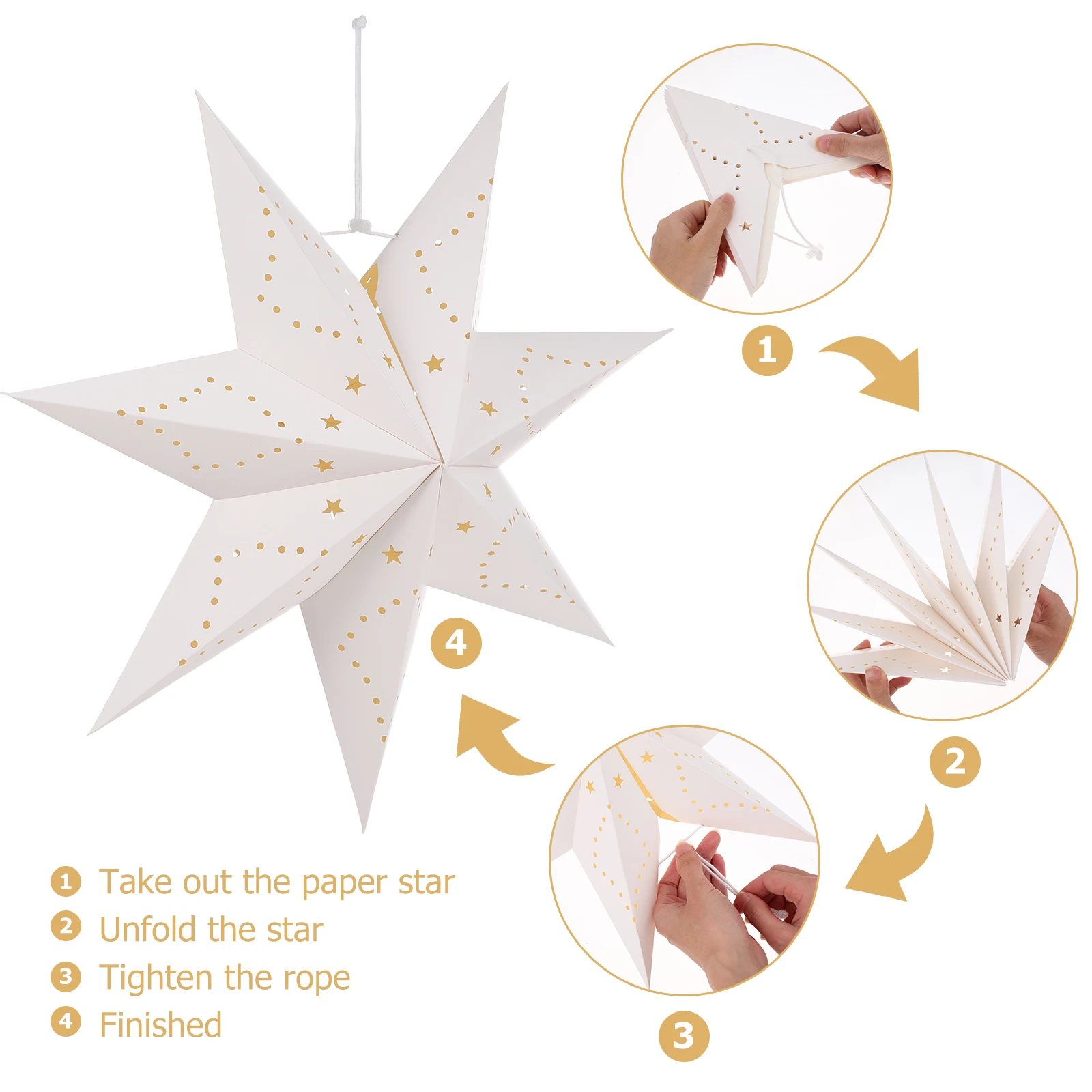 

Бумажный абажур звезда белый BESPORTBLE