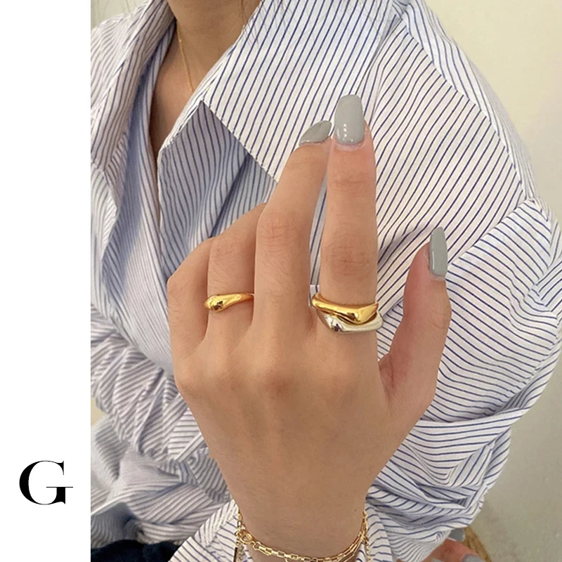 GHIDBK Лидер продаж 2020, модные украшения из нержавеющей стали, минималистичный дизайн, изогнутые кольца для женщин, демонстрационное нестандартное кольцо в уличном стиле