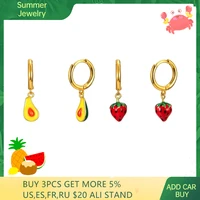 roxi design enamel pendants hoop earrings for women cute fruit charms jewelry making diy cherry strawberry earrings accessories