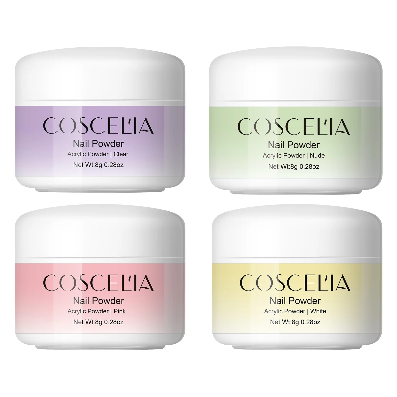 COSCELIA 4-цветный Набор Акриловой Пудры Для Ногтей