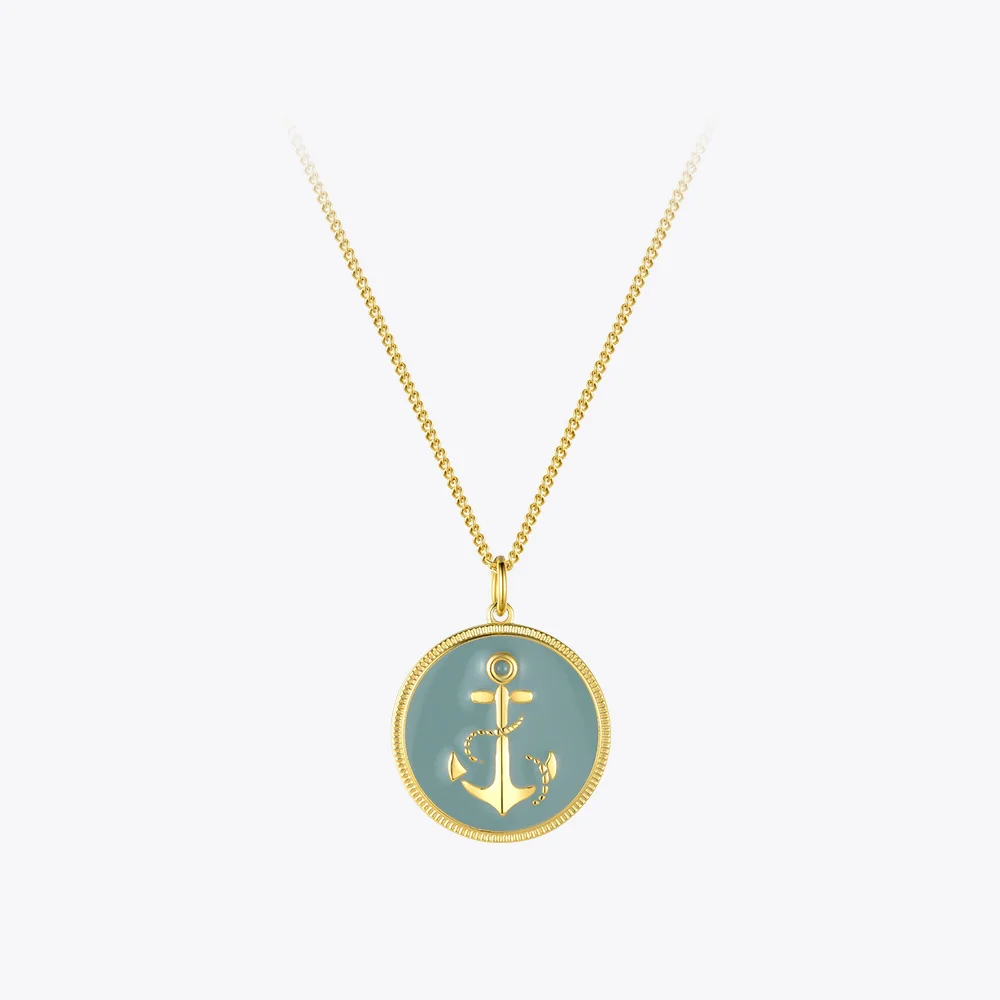 

ENFASHION Punk Anchor Pendant Necklace Women Gold Color Stainless Steel Femme Coin Choker Necklace Fashion Jewelry Colar P193046