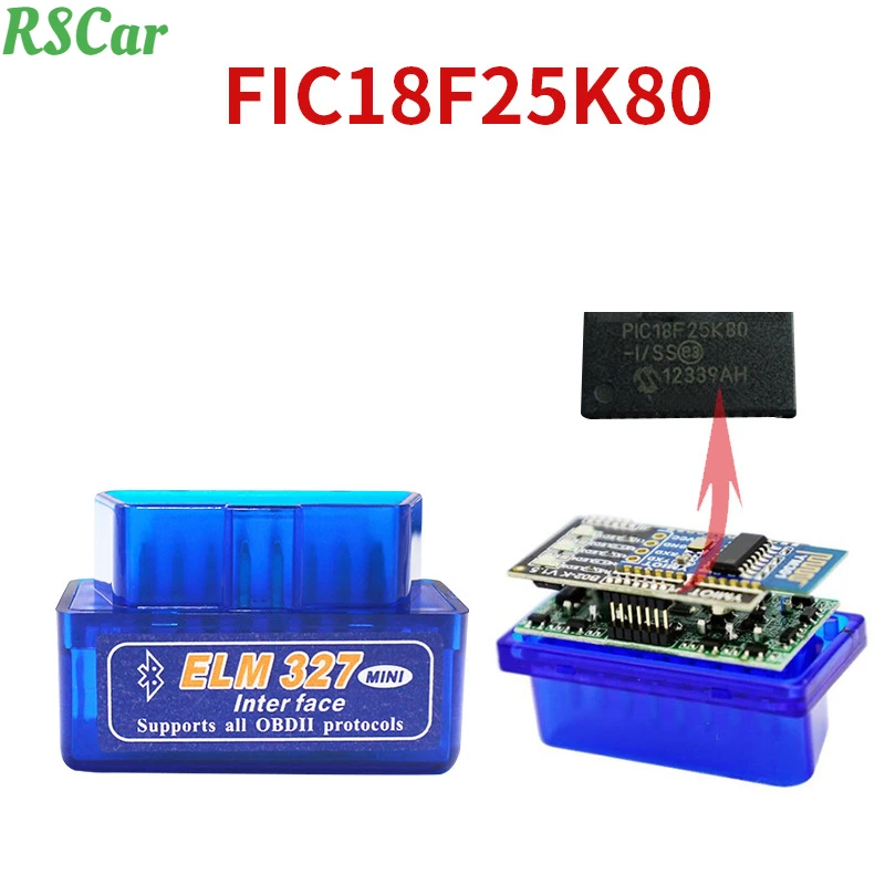 

OBD2 Mini Bluetooth Car Detector PIC25K80 Chip ELM327 English Version Bluetooth 5.1 Automobile Fault Diagnosis Instrument