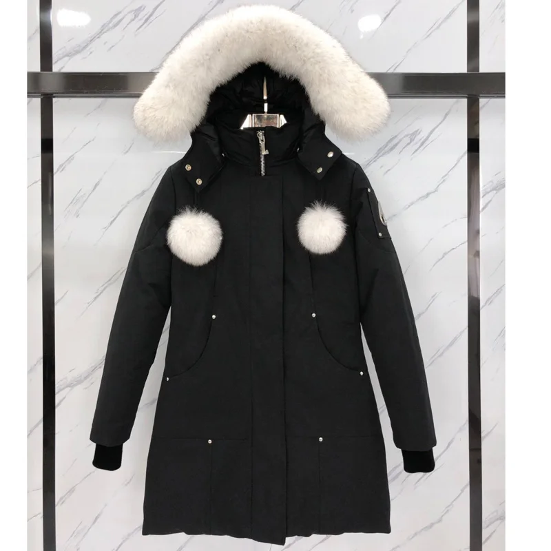 

Moos01 Canadian Down Jacket Women's Long Coat Parka Expedition White Goose Down -30 ° Snowcoat Lady Top Brand Long Coat