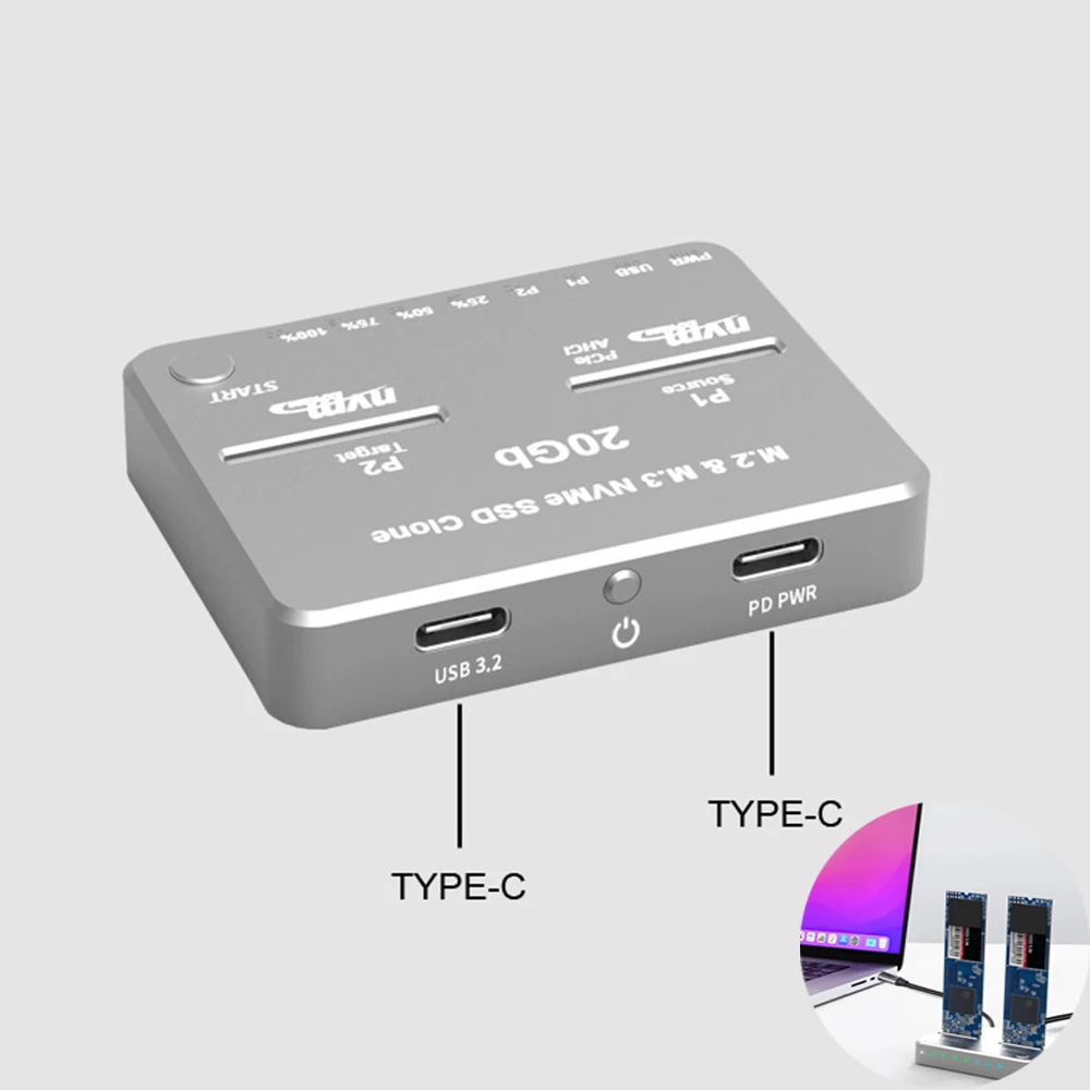 

Док-станция M.2 NVME для чтения жестких дисков SSD, USB Type-C