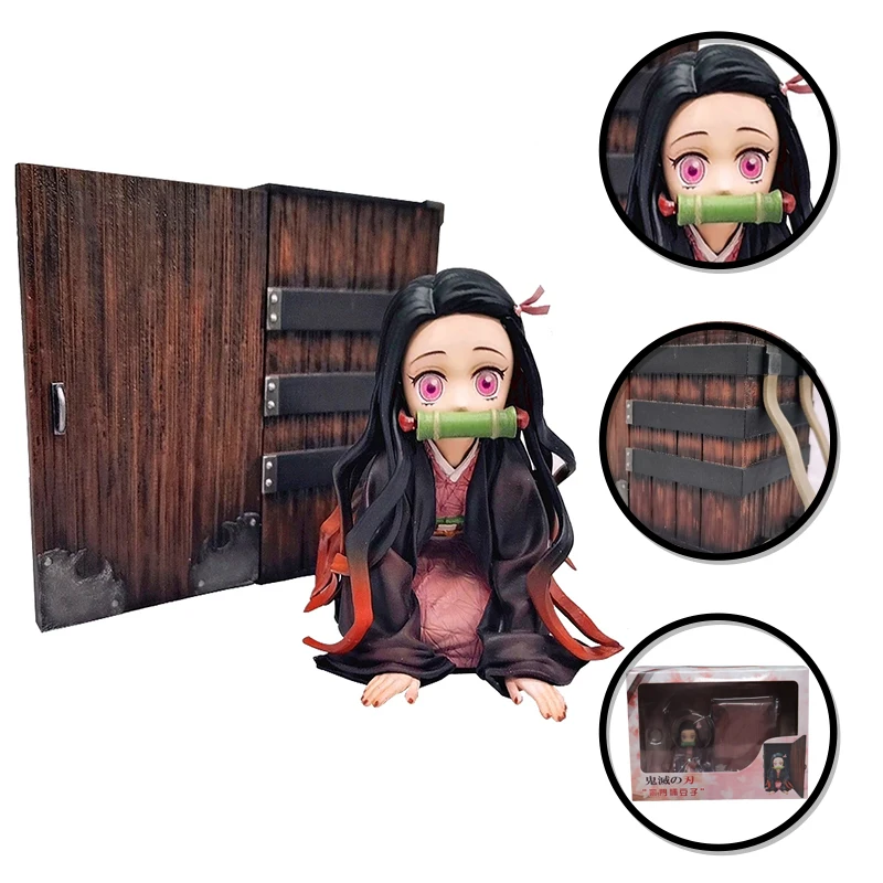 

9CM Anime Action Figures Kamado Nezuko Anime Demon Slayer Kawaii Mini Box Nezuko Lying Collection Model Desktop Gift Toys