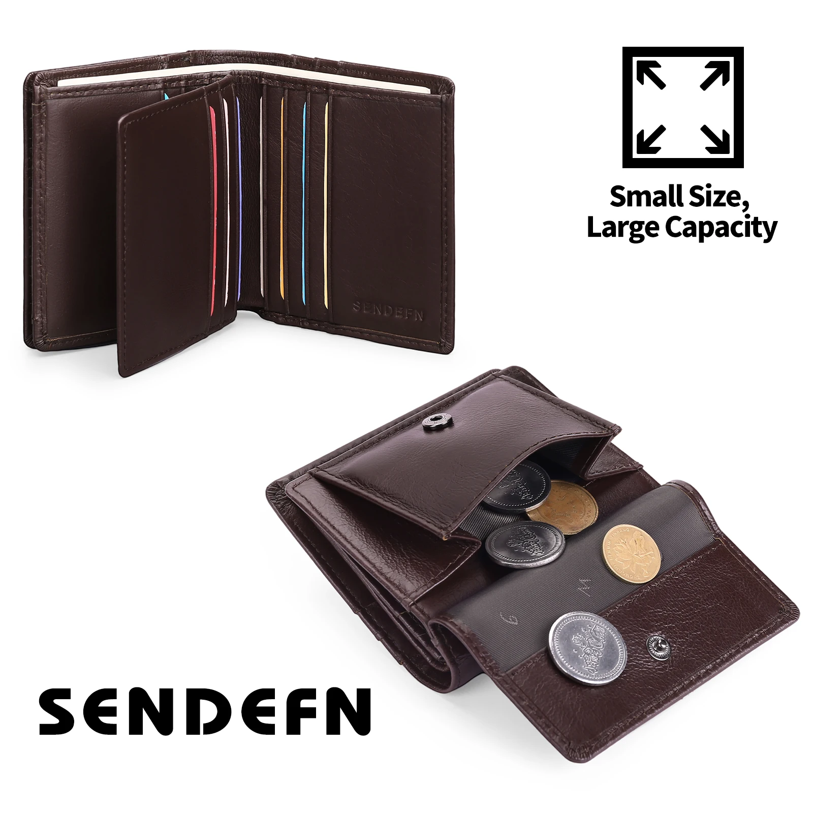 Business RFID Blocking Men's Wallet Vintage Cow Genuine Leather Wallet Male Coin Purse Short Wallet