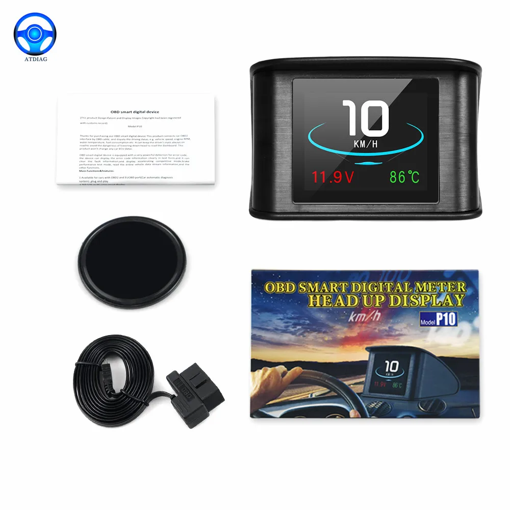 Автомобильный бортовой дисплей P10 OBD2 HUD, цифровой спидометр, универсальные гоночные автомобильные аксессуары Cartronics