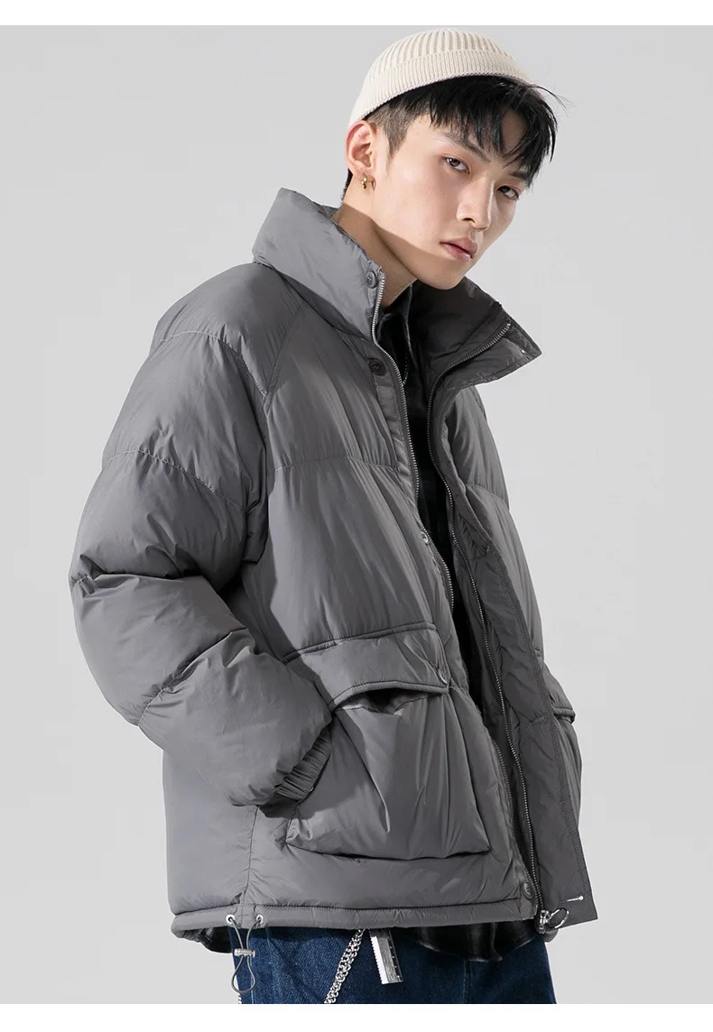 Winter personality side seam pockets padded jacket thickened loose men's trend hooded coats for men winter Men's jacket parkas