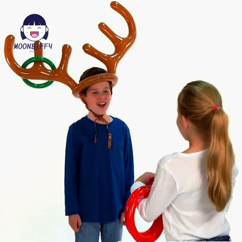 

1 Set 33 * 88 CM Christmas Decorate Antler Headband Toys Inflatable Antlers Game Supplies Art Elk Horn Deer PVC Head Ring