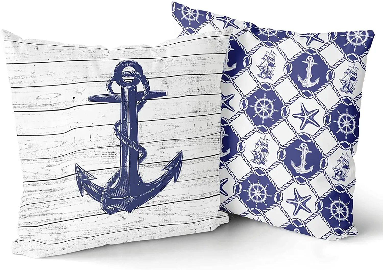 

Nautical Throw Pillow Cover Set of 2 Navy Blue Anchor Cushion Covers Home Decorative Pillow Case for Sofa Couch Bed Office Car