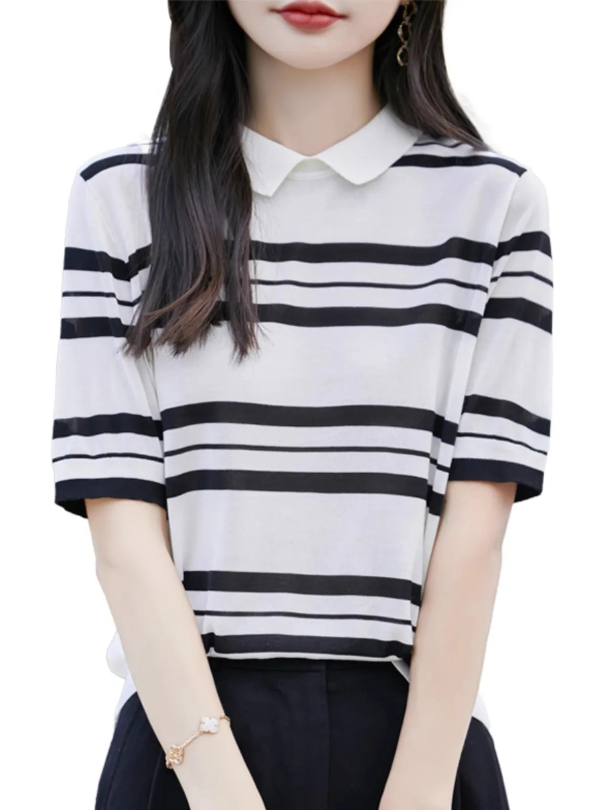 Женская Летняя трикотажная футболка из вискозы с коротким рукавом