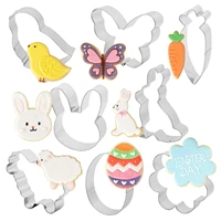 8pcs easter cookie cutter molds with various easter elements shapes biscuit fondant small cake pastry baking mold for holidays