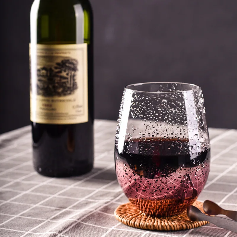 

INS High value Water Cup Household Egg shaped Milk Juice Cup Electroplat Process Large Capacity Cold Drink Starry Sky Glass Cup