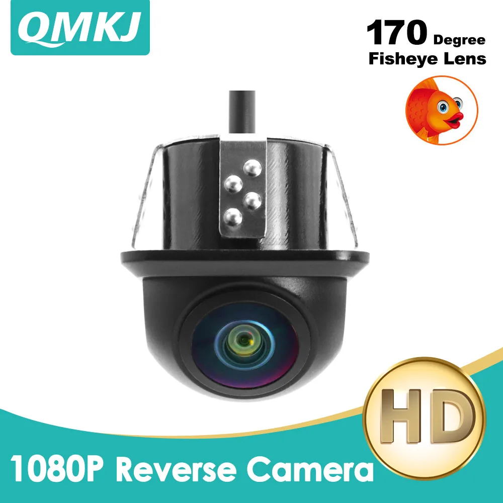 

QMKJ CCD HD 1080P Автомобильная камера заднего вида, обратная резервная камера, 170-градусный объектив «рыбий глаз», камера ночного видения для парковки автомобиля