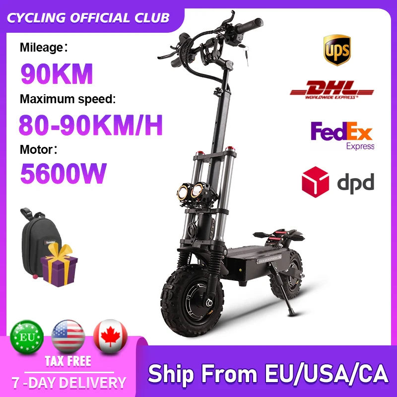 

5600w Dual Motor Electric Scooter 3-Speed Adjustment Top Speed 80KM/H E-Scooter For Adult 90KM Range 11 Inch Tire