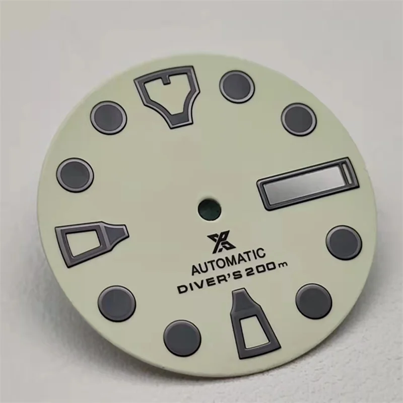 Licht Geel 28.5Mm NH35 Wijzerplaat Volledige C3 Groene Lichtgevende Wijzerplaat Voor SKX007 NH35 NH35A Automatische Beweging Met