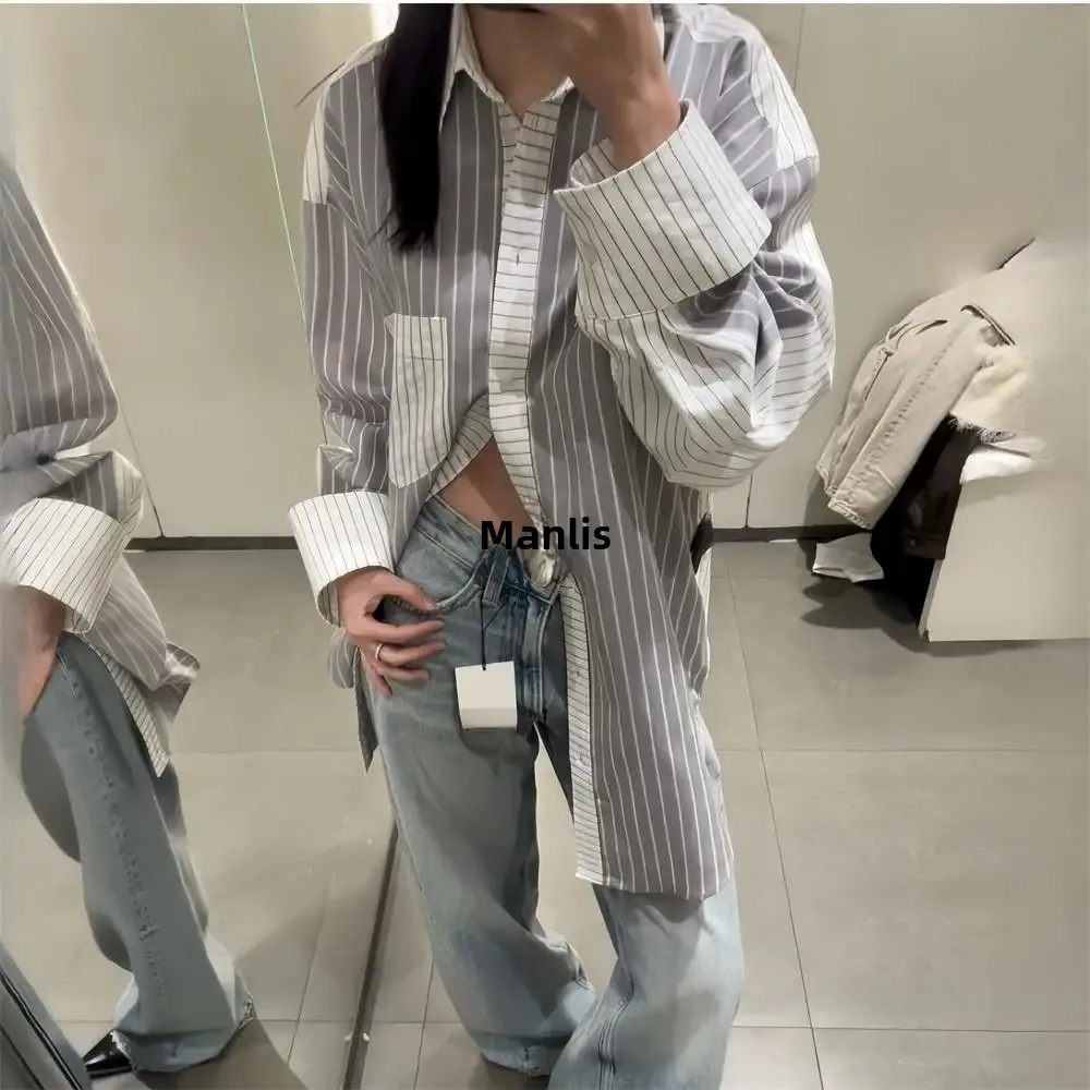 Новая весенняя женская рубашка в полоску модный европейский стиль оптовая