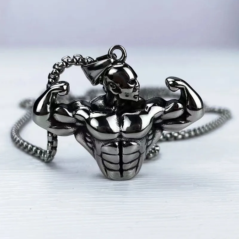 

Bodybuilding Arm Muscle Man Statue Pendant Men's Sports Fitness Necklace Men's Gym Leisure Pendant Accessories Jewelry