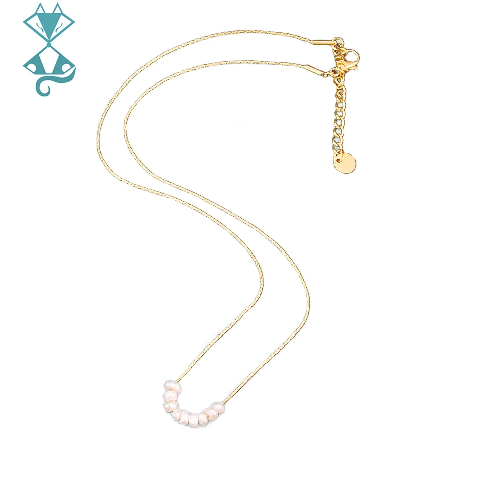 

Simple Pearl Necklace For Women 18K Gold Plated Smile Clavicle Necklace Freshwater Pearl Pendant Necklace For Girl Jewelry