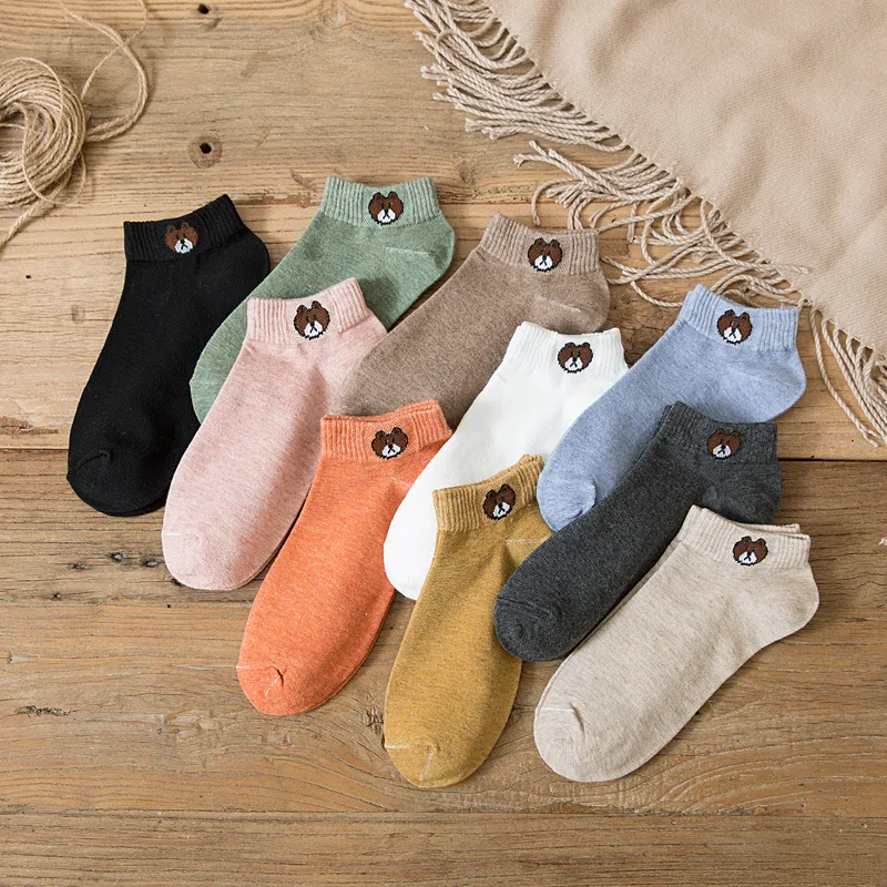 

Высококачественные носки-лодочки с рисунком медведя, женские милые носки, тапочки, счастливые рождественские подарки