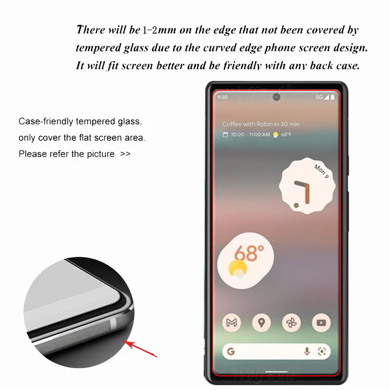Стекло для Google Pixel 6A закаленное стекло 9H прозрачная пленка Защита экрана 4A 5A