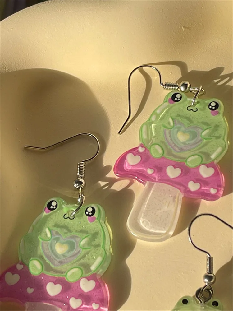 

Novel Frog Acrylic Earrings Personalized Cute Mushroom Frog Jewelry Interesting and Creative Jewelry Suitable for Women A Gift