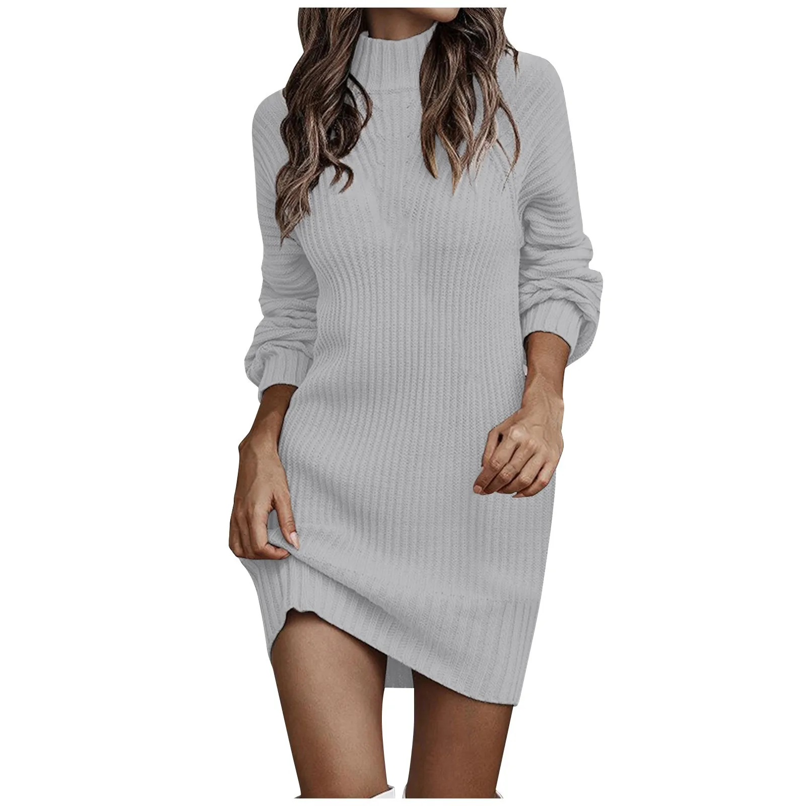 

Women Sweater Dress Fashion 2023 New Autumn Winter Long Sleeve Turtleneck Elegant Knitted Party Dresses temperament jumper dress