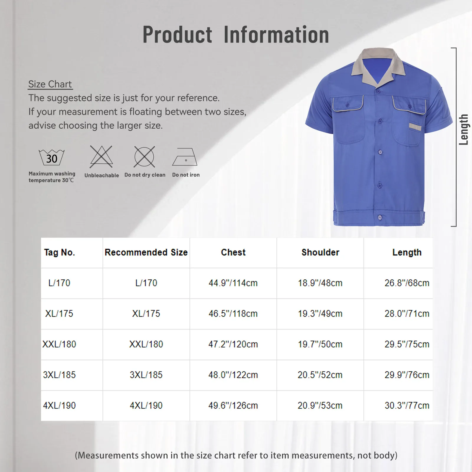 Мужская фабричная рубашка для мастерской Униформа с коротким рукавом и отложным