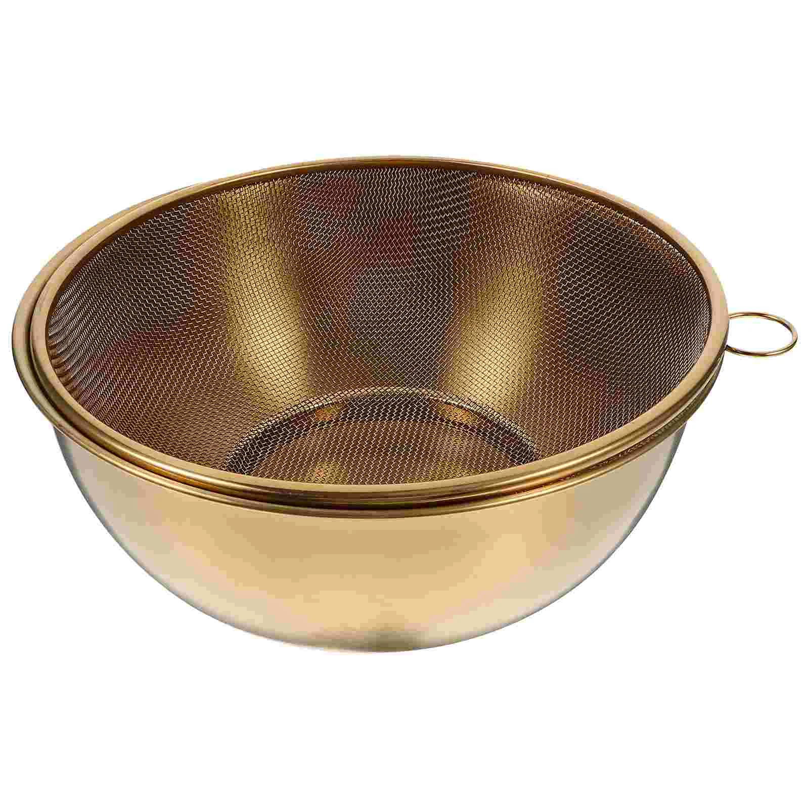 

1 set of Rice Colander and Bowl Set Kitchen Colander Draining Basket Strainer Basket