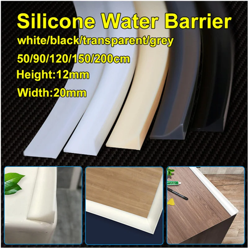 

3M Silicone Water Stopper Strip Bendable Kitchen Countertop Retaining Bathroom shower dam Flood Barrier Dry and Wet Separation