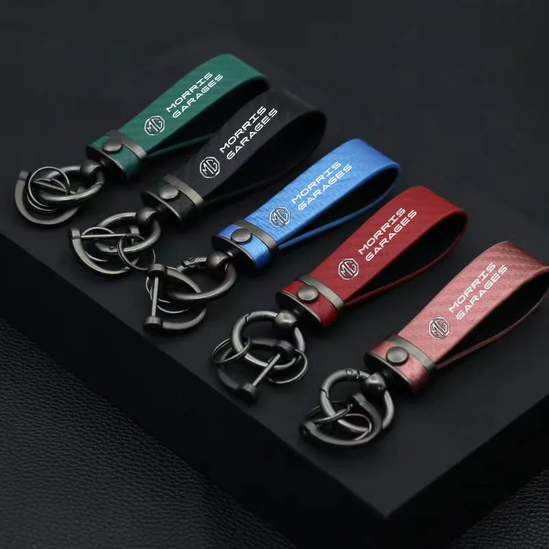 

Carbon Fiber Leather Car KeyChain Custom Key Rings Gift for MG ZR ZS HS GS GT RX5 RX8 MG6 MG3 MG5 MG7 Car Styling Accessories
