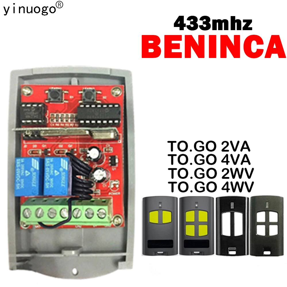 

12V-24V DC 433mhz Garage Receiver Switch For BENINCA TO.GO 2VA 4VA 2WV 4WV Garage Door Remote Control BENINCA Gate Opener