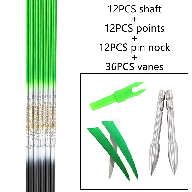 Pinals Archery 100% Pure Carbon Shaft Spine 500 600 700 800 900 ID 4.2mm 4inch Turkey Feather Vanes Recurve Hunting