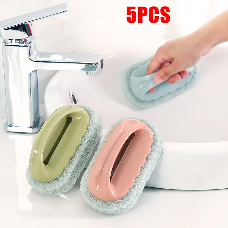

5PCS Kitchen Sponge Brush Cleaning Tools Household Useful Things Strong Decontamination Brushes Home Other Accessories Gadgets