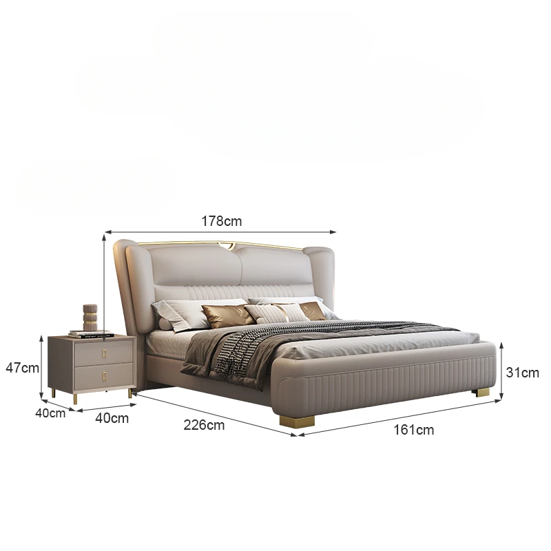 Элегантный современный дом каркас двуспальной кровати роскошная кожаная