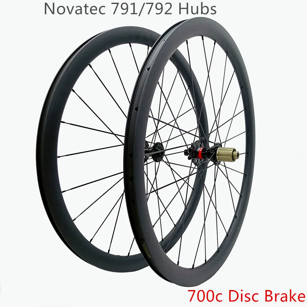 

Carbon 700c Road Wheels Clincher Tubeless 38 44 45 50mm Bicycle Rims Disc Brake Wheelset Novatec 791/792 Hubs 100x12mm 142x12mm