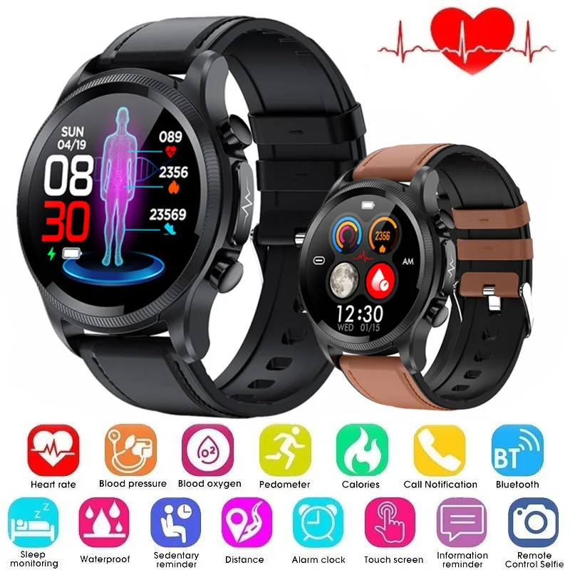 

ECG PPG Smart Watch Blood Glucose Men Blood Pressure Heart Rate Body Temperature IP68 Waterproof Fitness Tracker Smartwatch